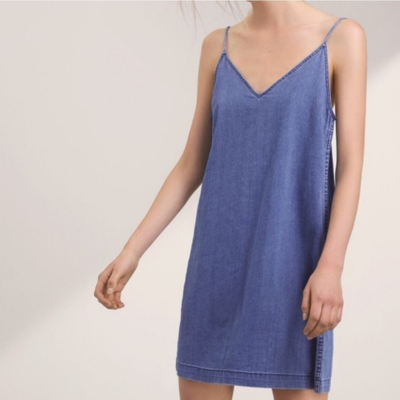wilfred free denim dress Wilfred Free Nori Denim Dress w/ Raw Hem